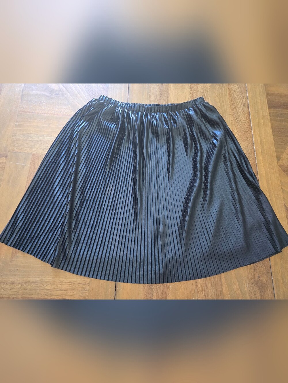 Ann Taylor Loft Pleated Accordian A-line Shimmery Black Skirt Lined Sz Medium